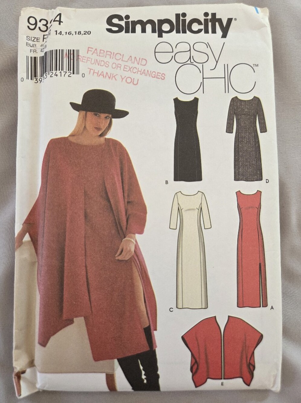 Simplicity 9324 Easy Chic Dress and Wrap Sewing Pattern